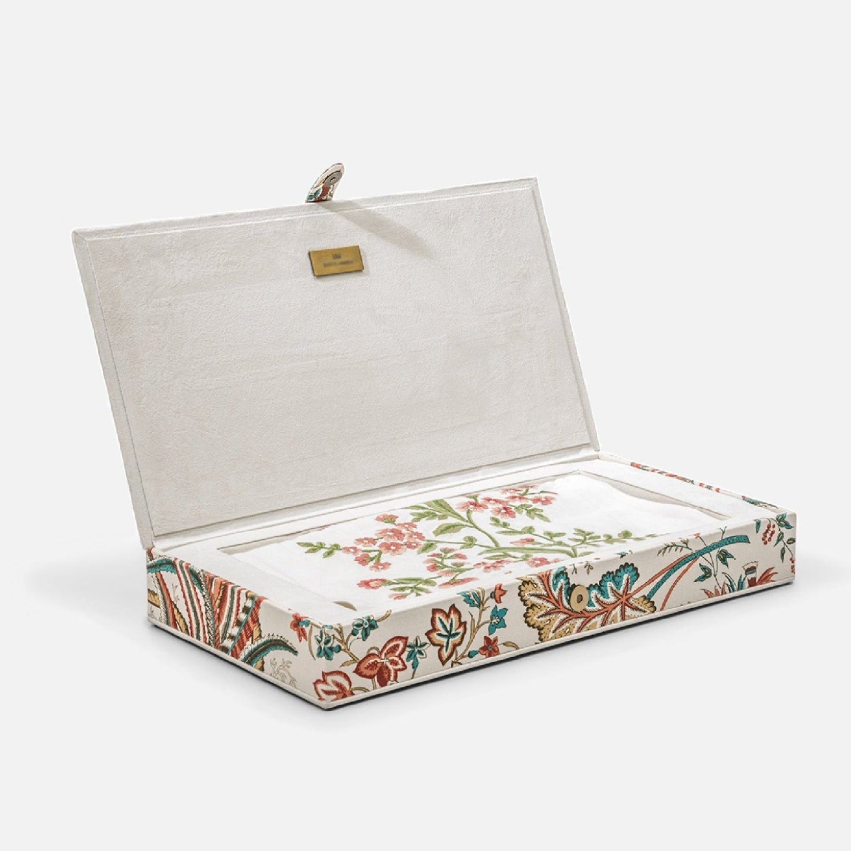 Ivory linen cotton table runner with coral embroidered accents, 274x36 cm dining table linen.