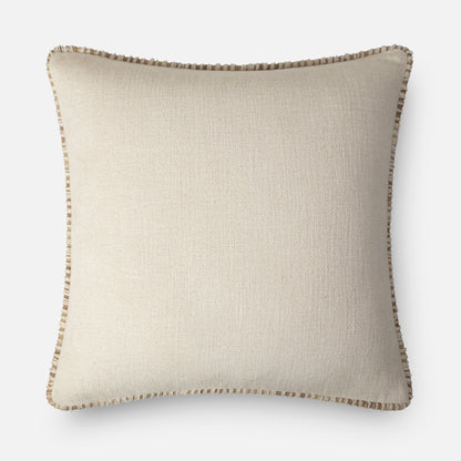 Neutral linen blend cushion with structured border detail, 51x51 cm architectural pillow.