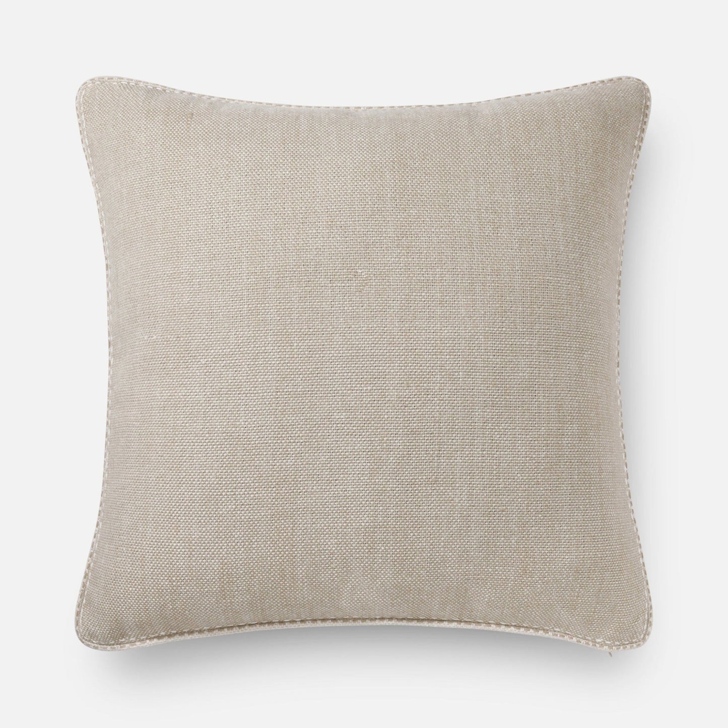 Natural cotton linen cushion with tonal piping and seam detail, 51x51 cm neutral cushion