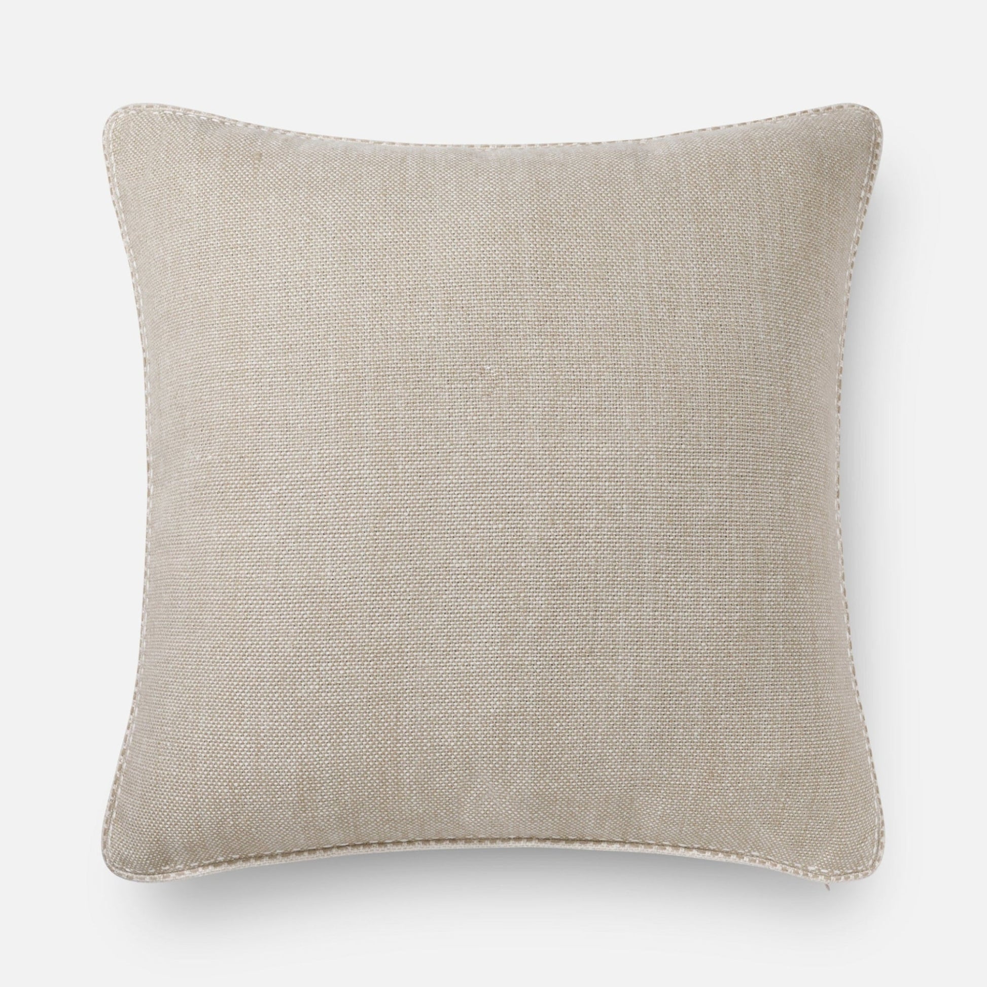 Natural cotton linen cushion with tonal piping and seam detail, 51x51 cm neutral cushion
