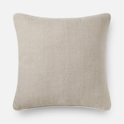 Natural cotton linen cushion with tonal piping and seam detail, 51x51 cm neutral cushion