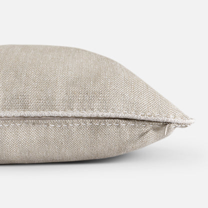 Close-up of linen piping and seam construction on cushion
