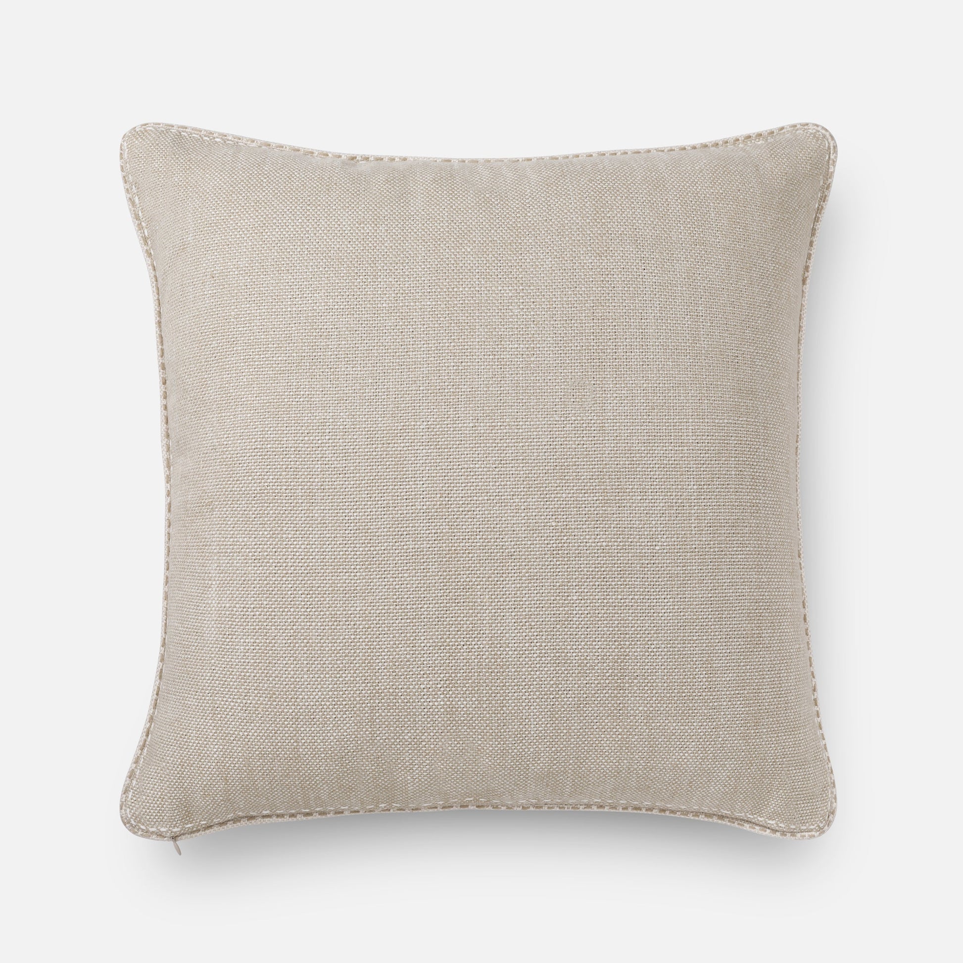 Structured neutral cushion with architectural seam detail