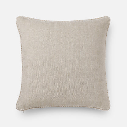 Structured neutral cushion with architectural seam detail