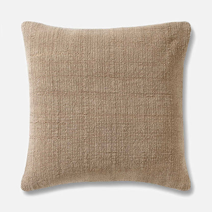 Beige cotton jacquard cushion with tonal woven texture, 51x51 cm neutral decorative pillow