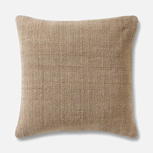 Beige cotton jacquard cushion with tonal woven texture, 51x51 cm neutral decorative pillow