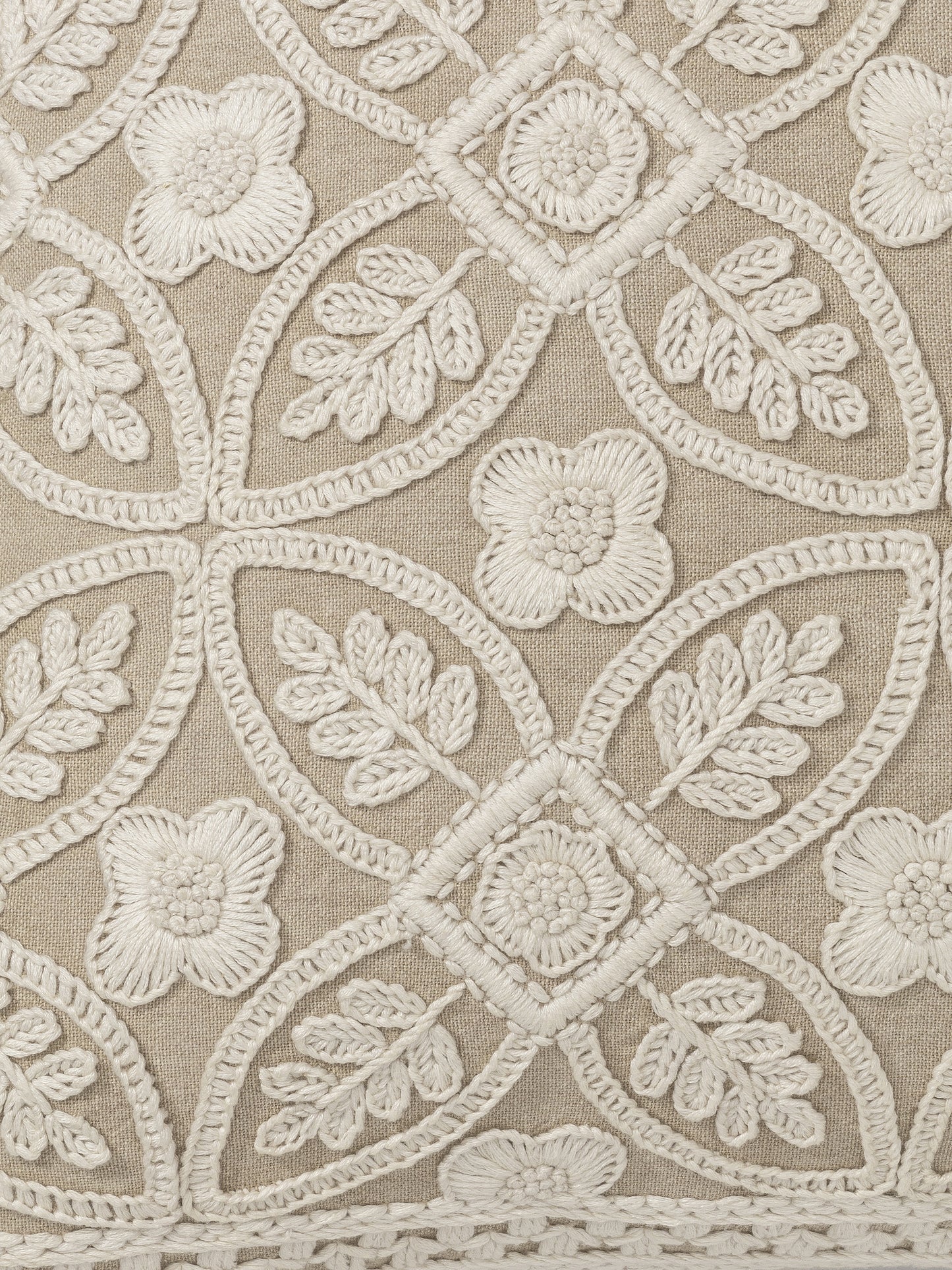 Close-up of lattice stitch embroidery pattern