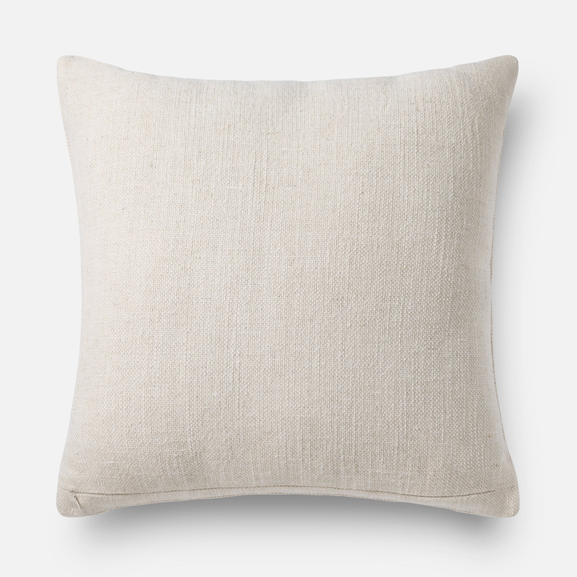 Embroidered neutral pillow with textured surface (back side of pillow)